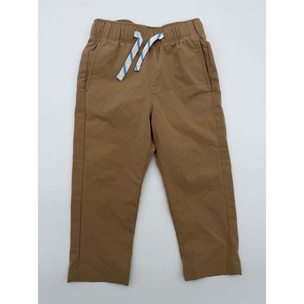 J. Crew Crewcuts Active Boys Khaki Tan Elastic Waist Drawstring Pants Size 2 2T